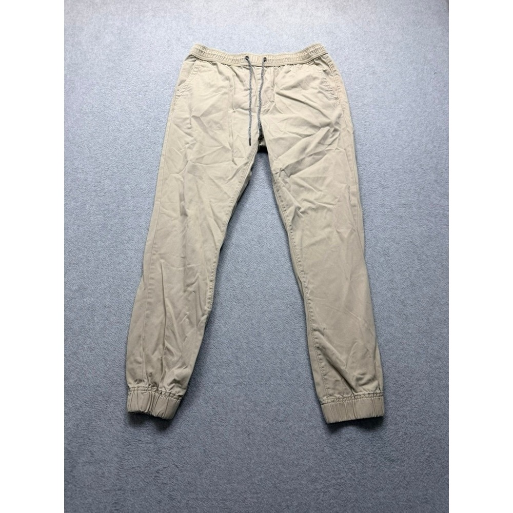 Aeropostale Mens Khaki Jogger Pants Tan Elastic Waist Drawstring Size Samll